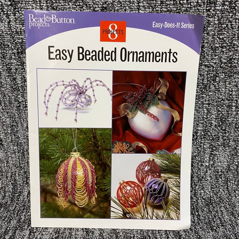 Bead Button Easy Beaded Ornaments Booklet OS Purple DIY Holiday Craft Projects‎